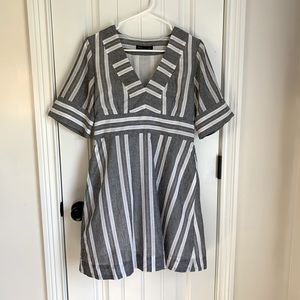 Banana Republic Shabby Chic Grey and White Striped Dress